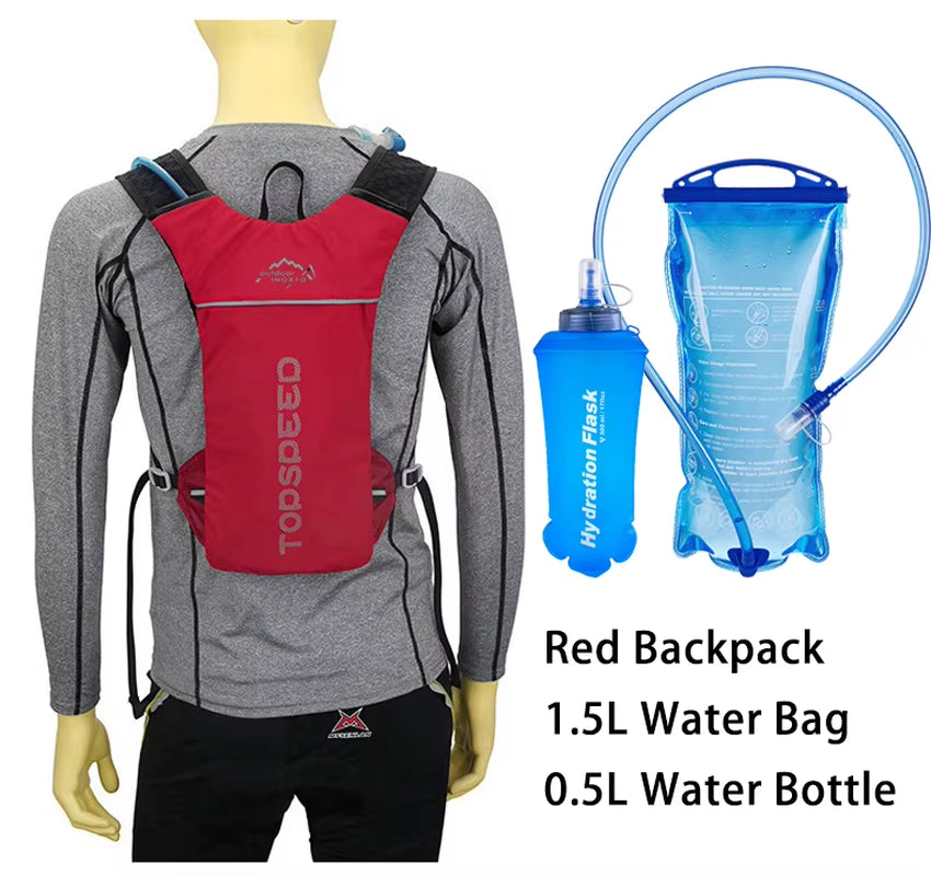 Ultra Lightweight Trail Running Backpack Outdoor Sport Cycling Hydration Vest Pack Rucksack Bag 1.5L Water Bag Bladder